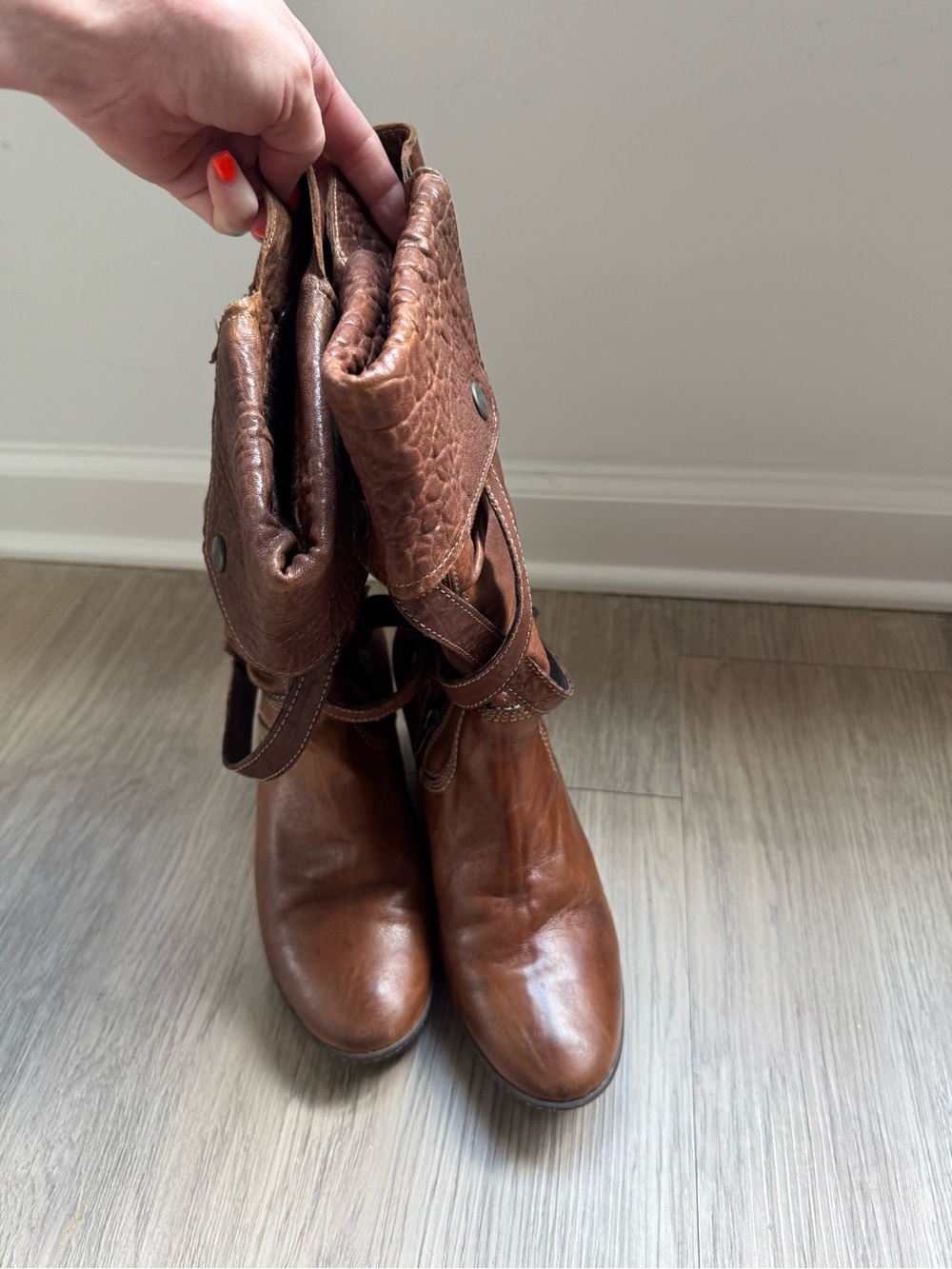 Rare and Unique Women’s Brown Fold-Over Leather Boots